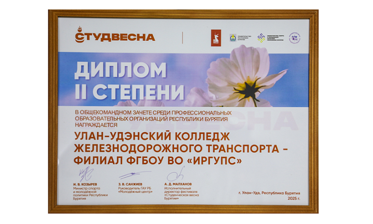 Студенты УУКЖТ ИРГУПС заняли почётное второе место в общекомандном зачёте на региональном этапе фестиваля «Российская студенческая весна».