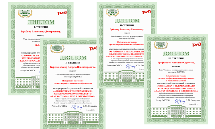 Студенты УУКЖТ ИрГУПС – победители и призёры Первой международной студенческой олимпиады «Автоматика и телемеханика на железнодорожном транспорте» («Railway Signalling & Interlocking»)